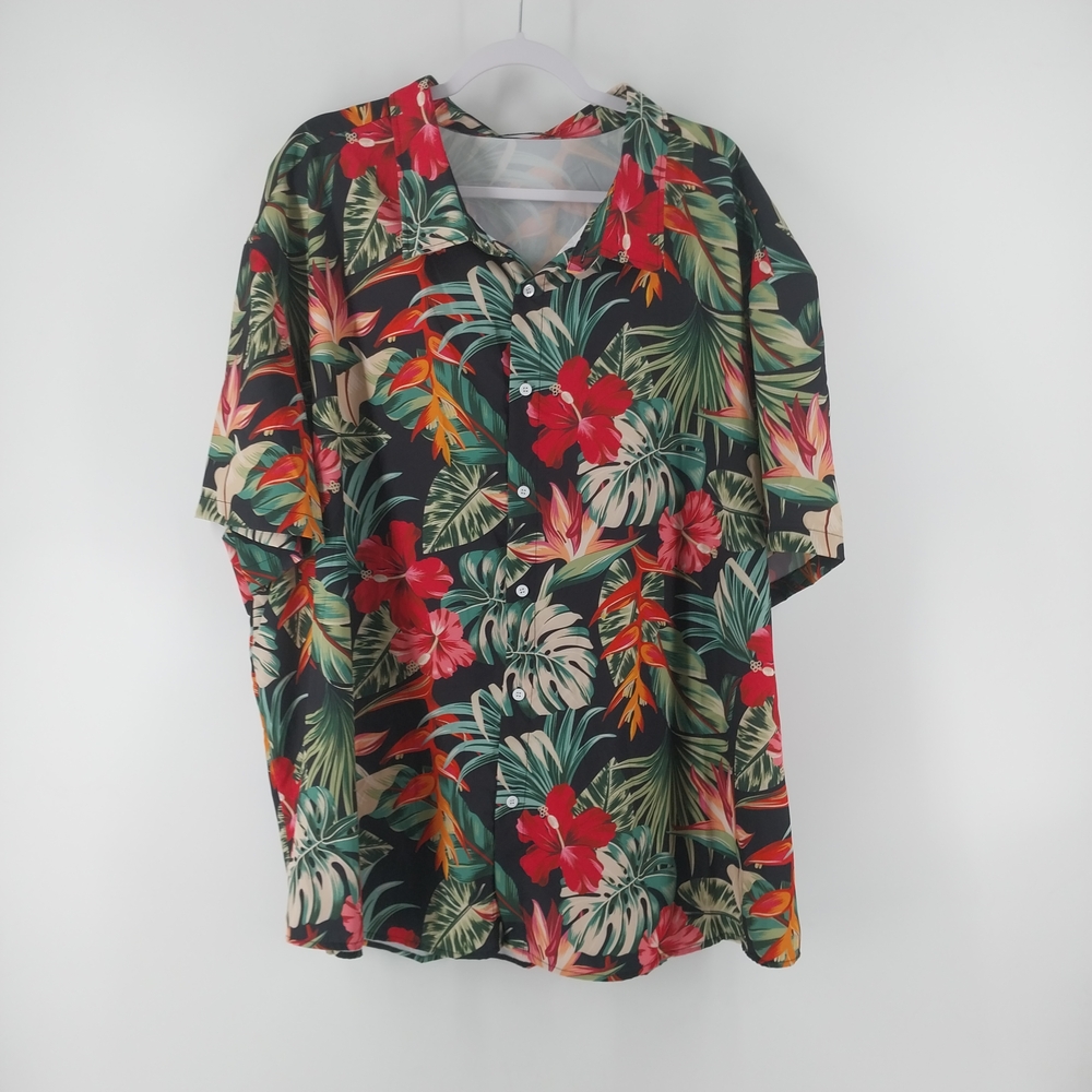 Tropical Floral Men's Casual Button Down Shirt Aize 6XL Hawaii Beach Cruise